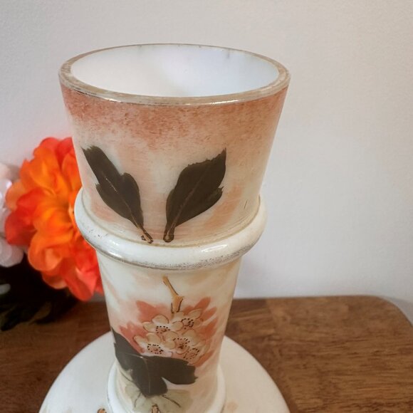 Antique Hand Painted Floral Vase Peach‎ Coral Japanese Style Moriage Gold Detail - Picture 6 of 6